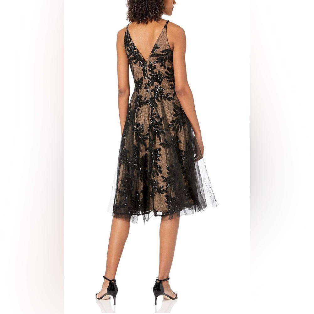 Dress the Population Sleeveless Veiled Fit & Flare Midi Dress - Picture 2 of 8
